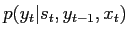 $\displaystyle p(y_t\vert s_t,y_{t-1},x_t)$